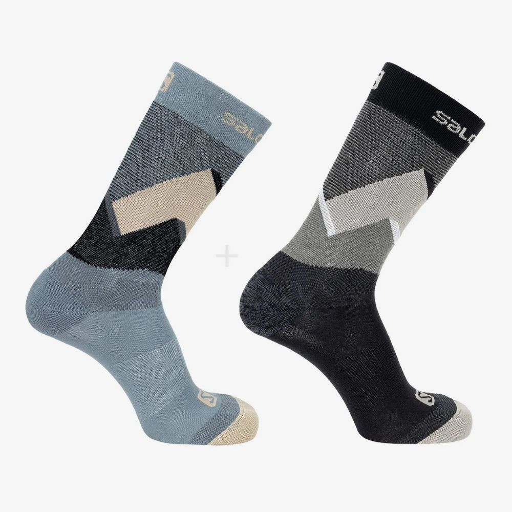 Ponožky SALOMON Outline Crew 2-Pack Stormy Weather - 2 páry - Ponožky - stredné - 1