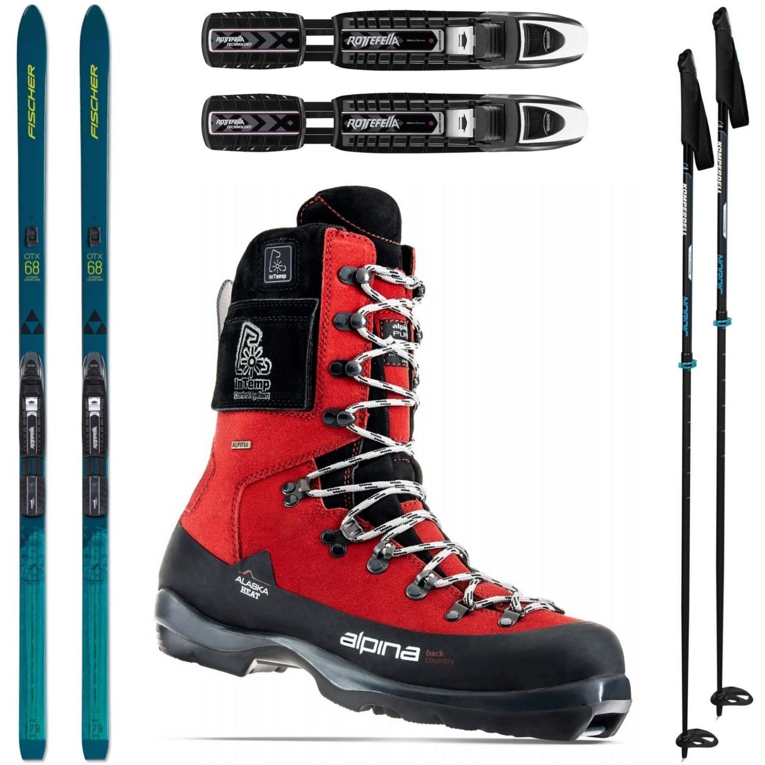 Backcountry set FISCHER Outback 68 Crown/Skin Xtralite s viazaním + obuv Alaska Heat + palice - Backcountry sety - 1
