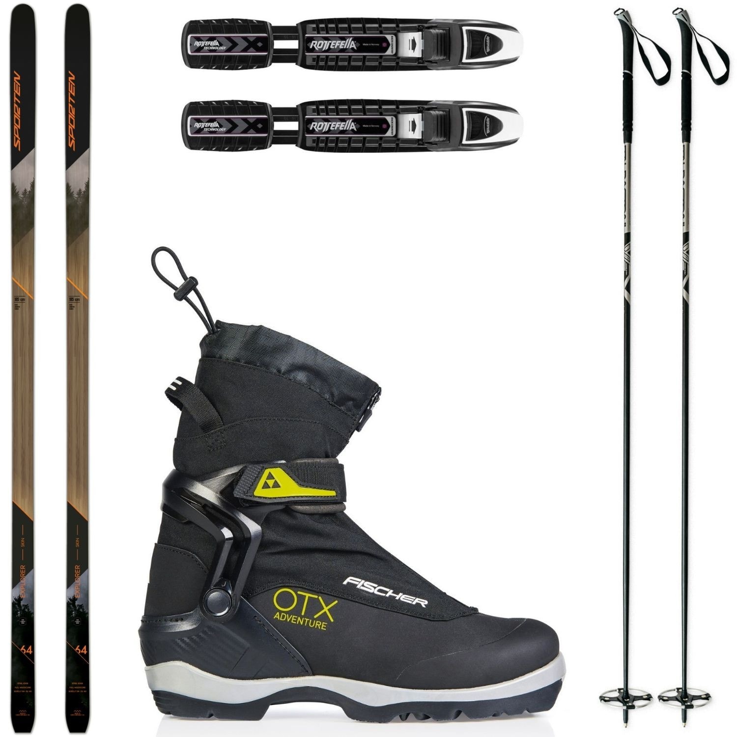 Backcountry set SPORTEN Explorer SKIN so stúpacím pásom + viazanie + obuv Fischer OTX + palice - Backcountry sety - 1