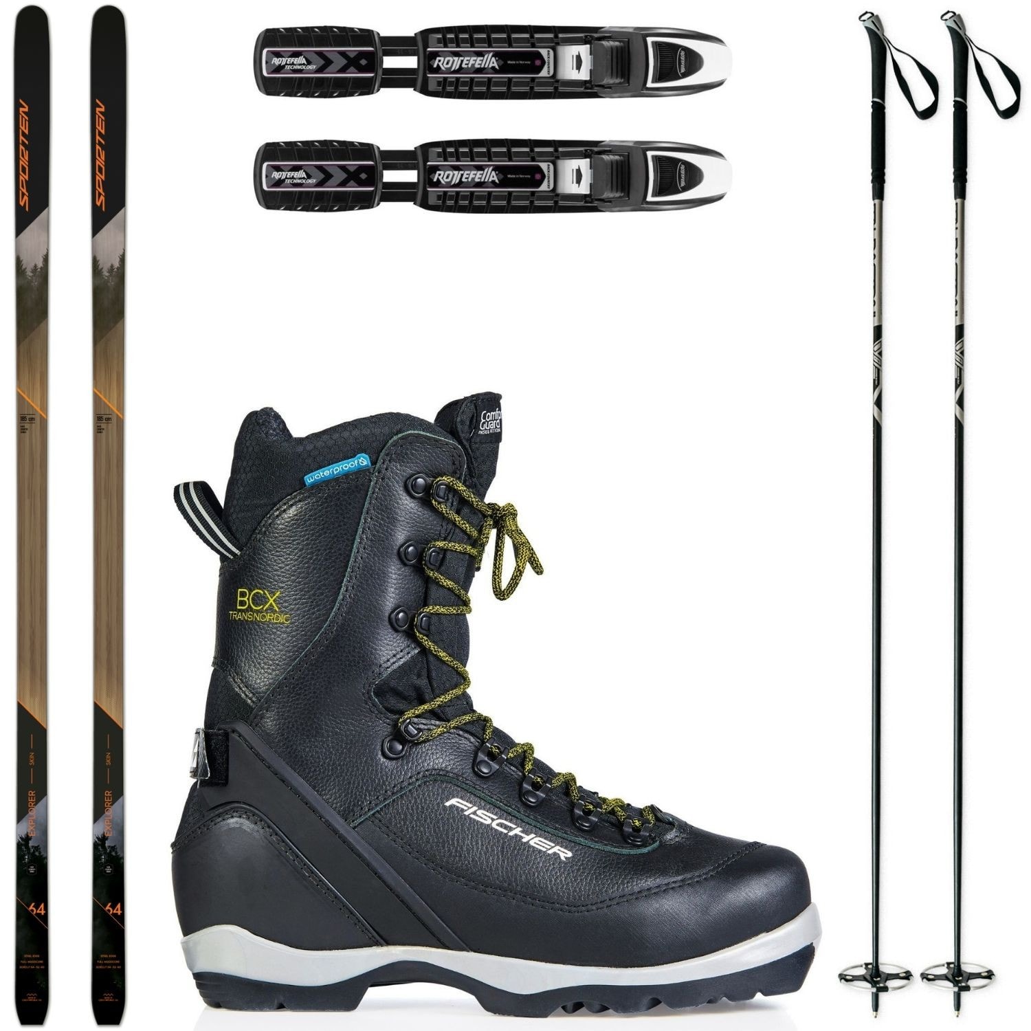 Backcountry set SPORTEN Explorer SKIN so stúpacím pásom + viazanie + obuv FISCHER Transnordic + palice - Backcountry sety - 1