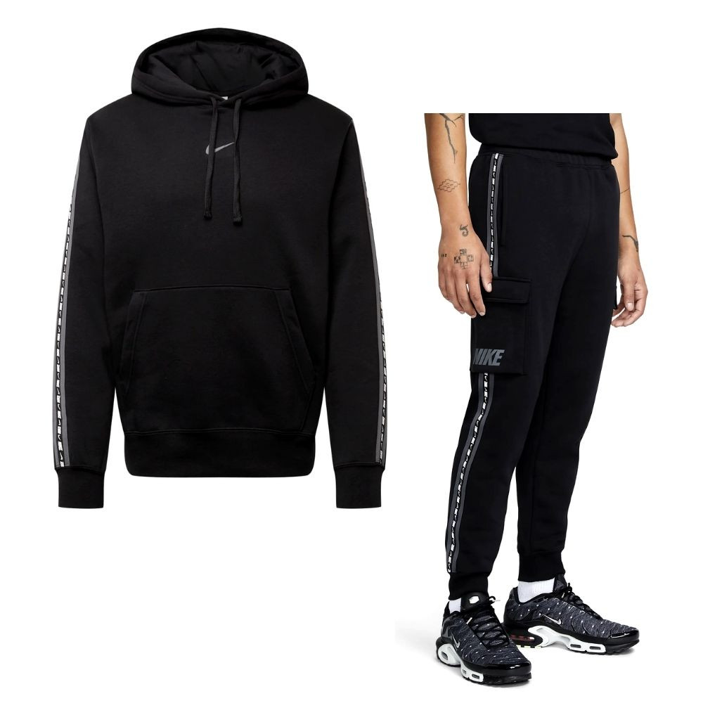 Súprava NIKE Repeat Fleece PO Hoodie & NIKE Repeat Fleece Cargo Black - Teplákové súpravy - 1