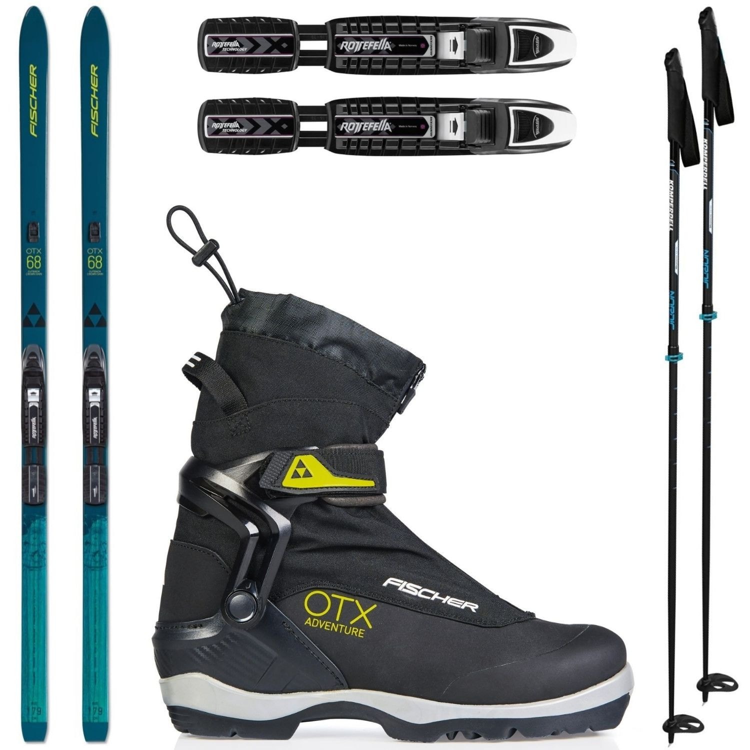 Backcountry set FISCHER Outback 68 Crown/Skin Xtralite s viazaním + obuv Adventure + palice - Backcountry sety - 1