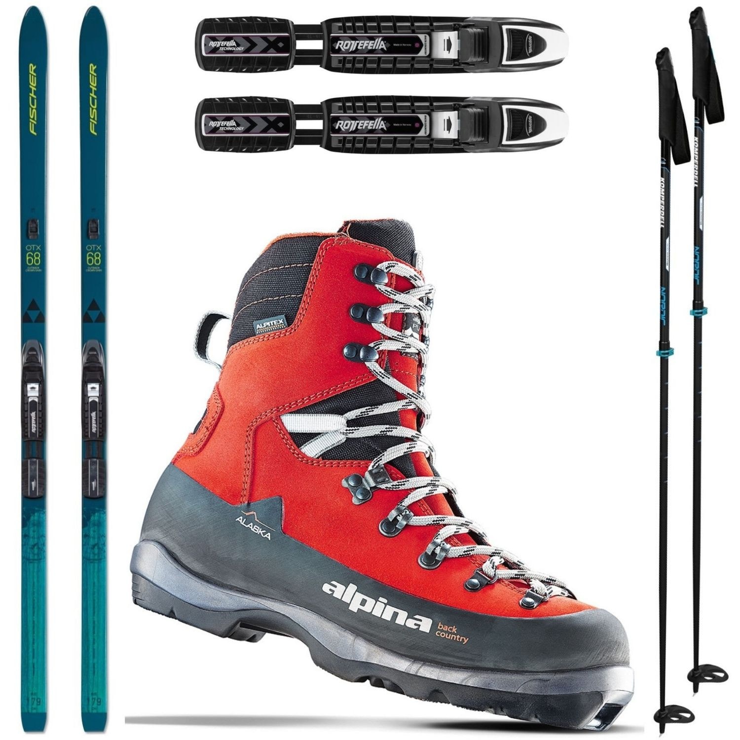 Backcountry set FISCHER Outback 68 Crown/Skin Xtralite s viazaním + obuv Alaska + palice - Backcountry sety - 1