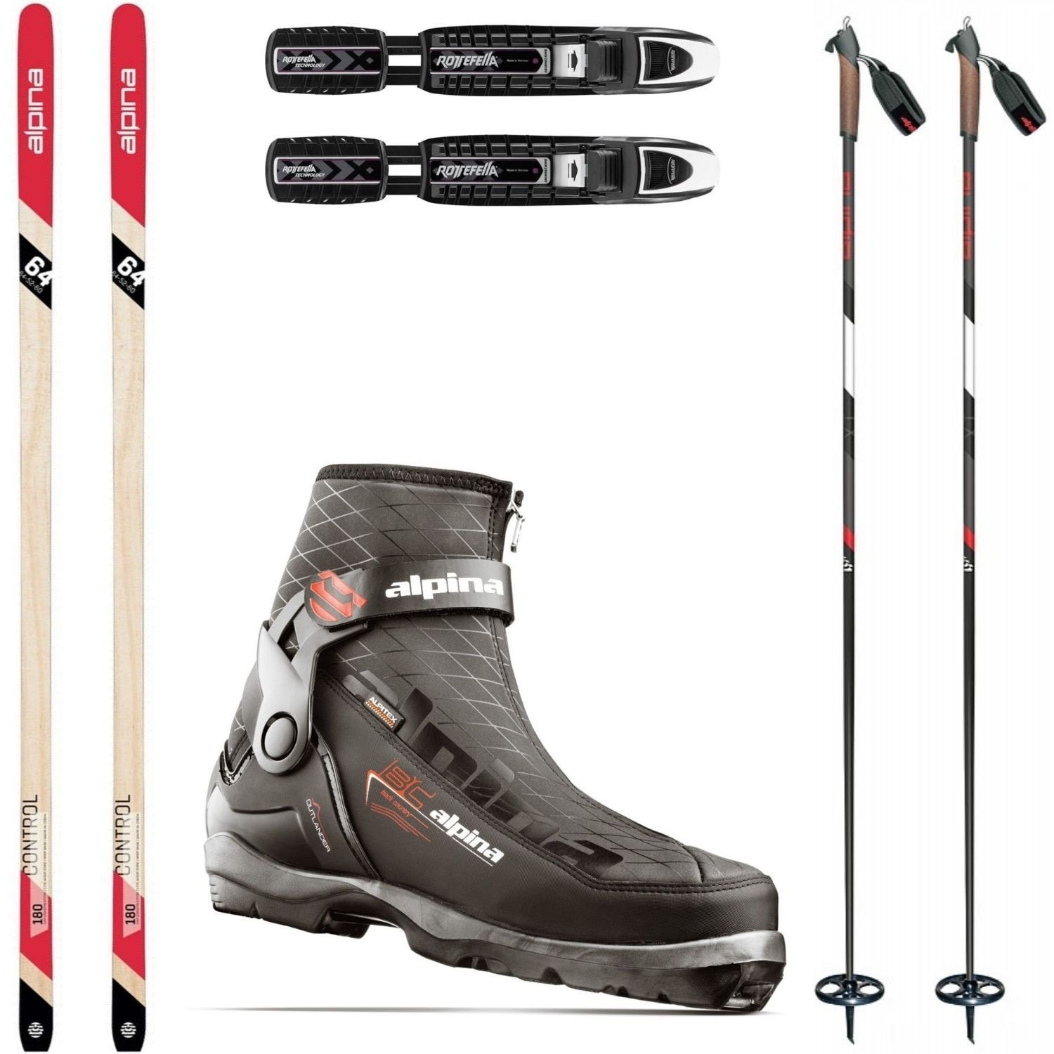 Backcountry bežkový set ALPINA Control 64 Edge s viazaním + topánky Outlander + palice - Backcountry sety - 1