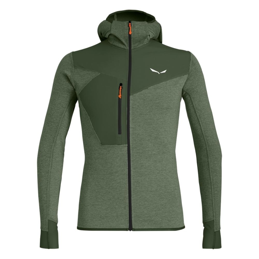 Mikina SALEWA Puez 2 Dry M L/S Hood Full Zip Tee Thyme Melange - Technické mikiny - 1