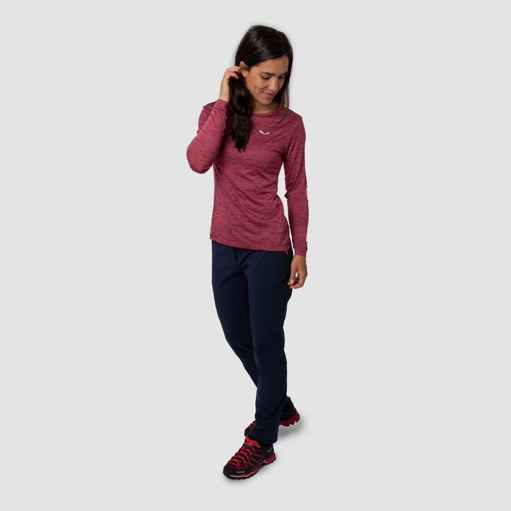 Tričko SALEWA Puez Melange Dry W Long Sleeve Tee Mauvemood Melange - Dámske oblečenie - 3