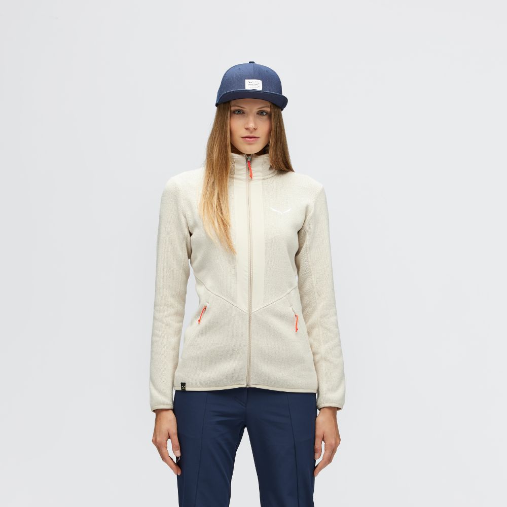 Mikina SALEWA Rocca 2 Polarlite W Fleece Oatmeal Melange - Mikiny bez kapucne - 1