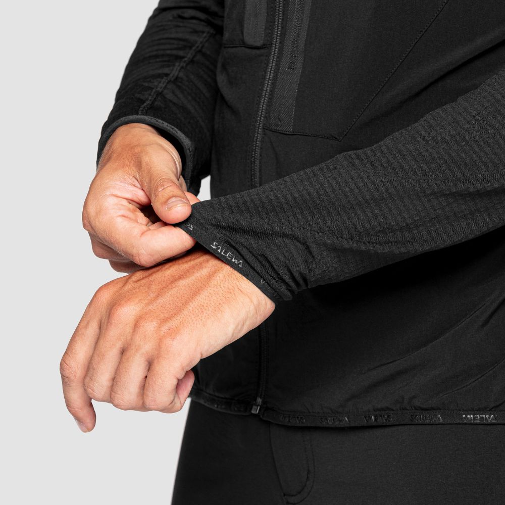Mikina SALEWA Rolle Polarlite Responsive M Jacket Black - Technické mikiny - 8