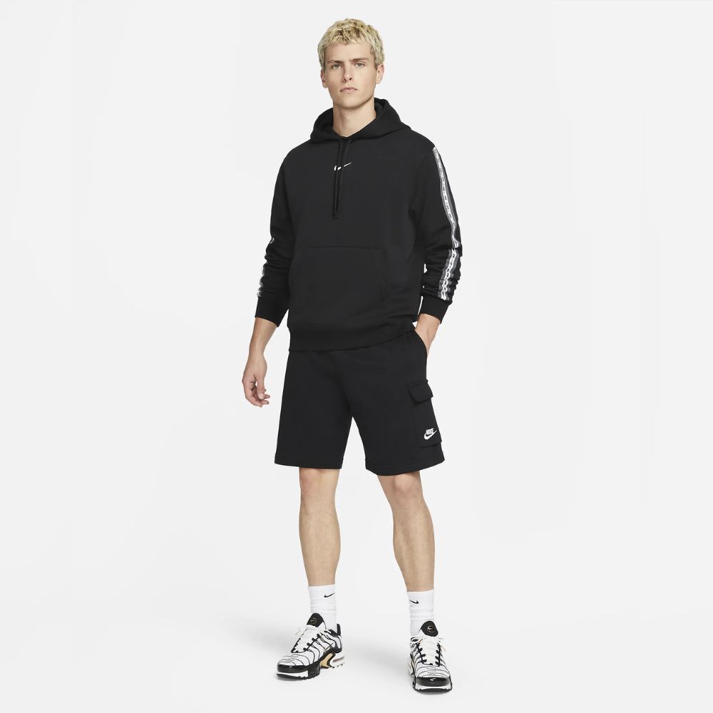 Mikina NIKE M NSW Repeat Fleece PO Hoodie BB Black/White - Mikiny s kapucňou - 3