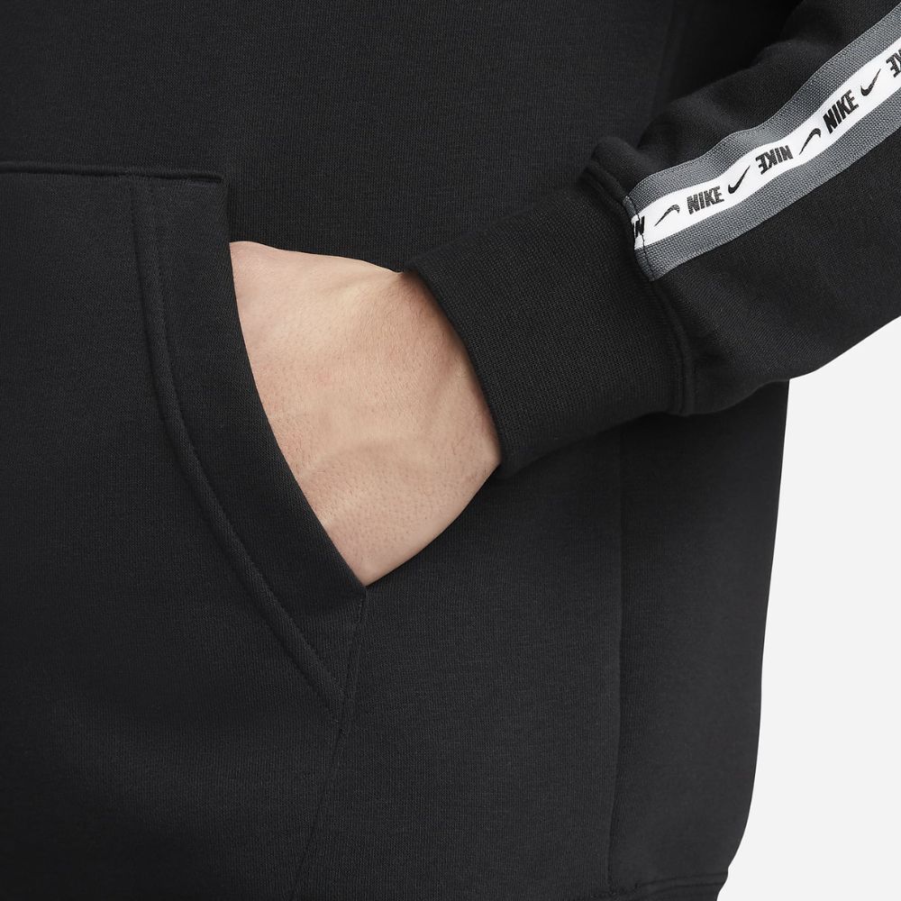 Mikina NIKE M NSW Repeat Fleece PO Hoodie BB Black/White - Mikiny s kapucňou - 4