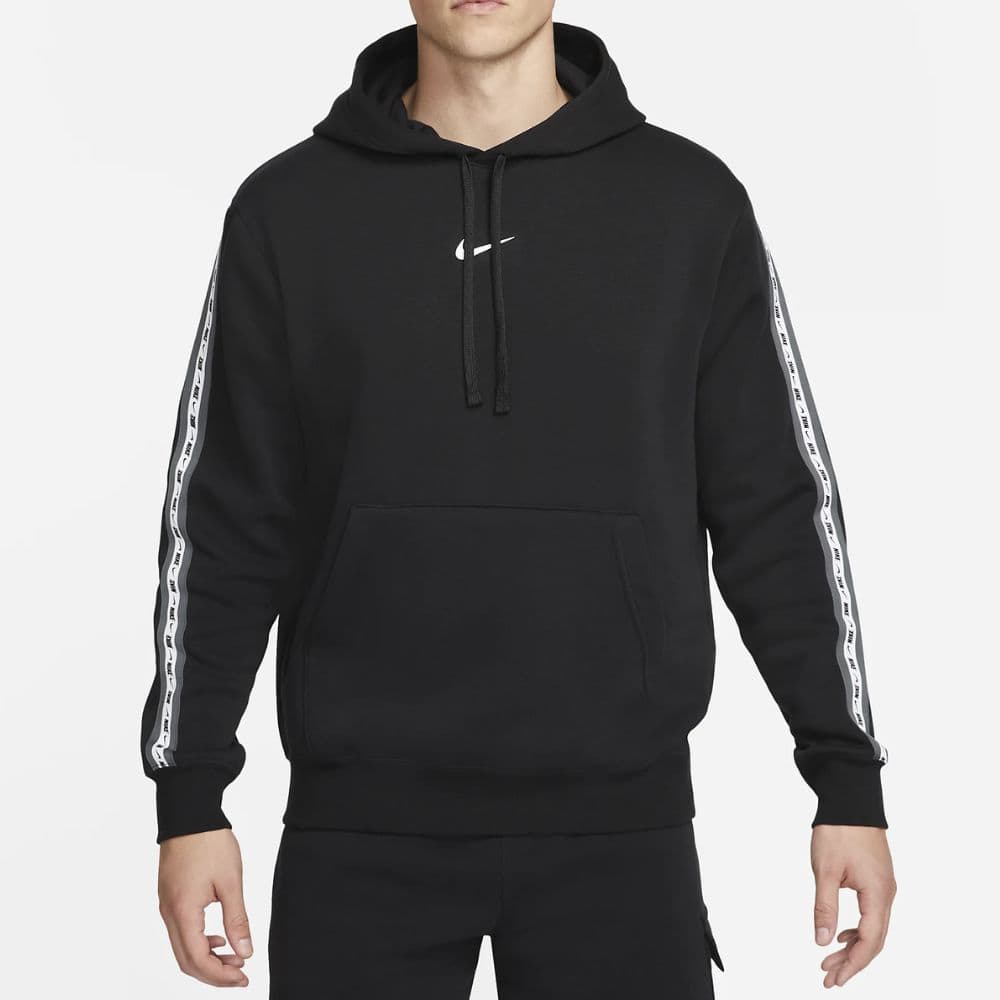 Mikina NIKE M NSW Repeat Fleece PO Hoodie BB Black/White - Mikiny s kapucňou - 1