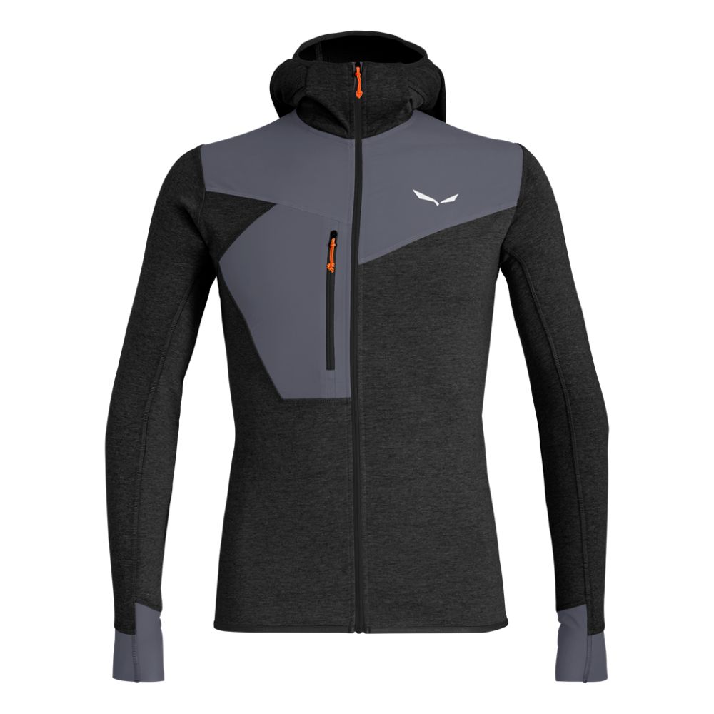 Mikina SALEWA Puez 2 Dry M L/S Hood Full Zip Tee Black - Technické mikiny - 2