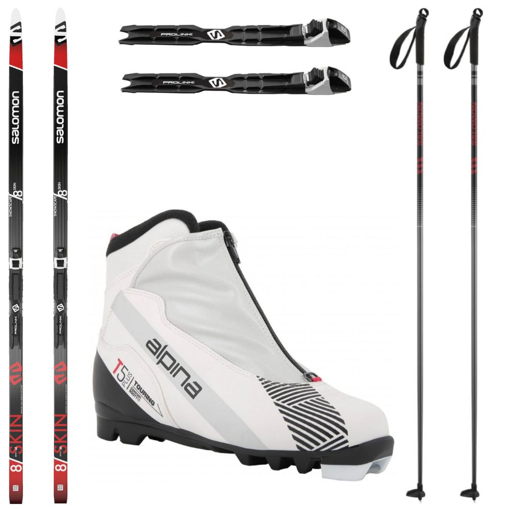 Dámsky bežkový set SALOMON Snowscape 8 Skin + obuv Alpina T5 + palice - Dámske sety - 1
