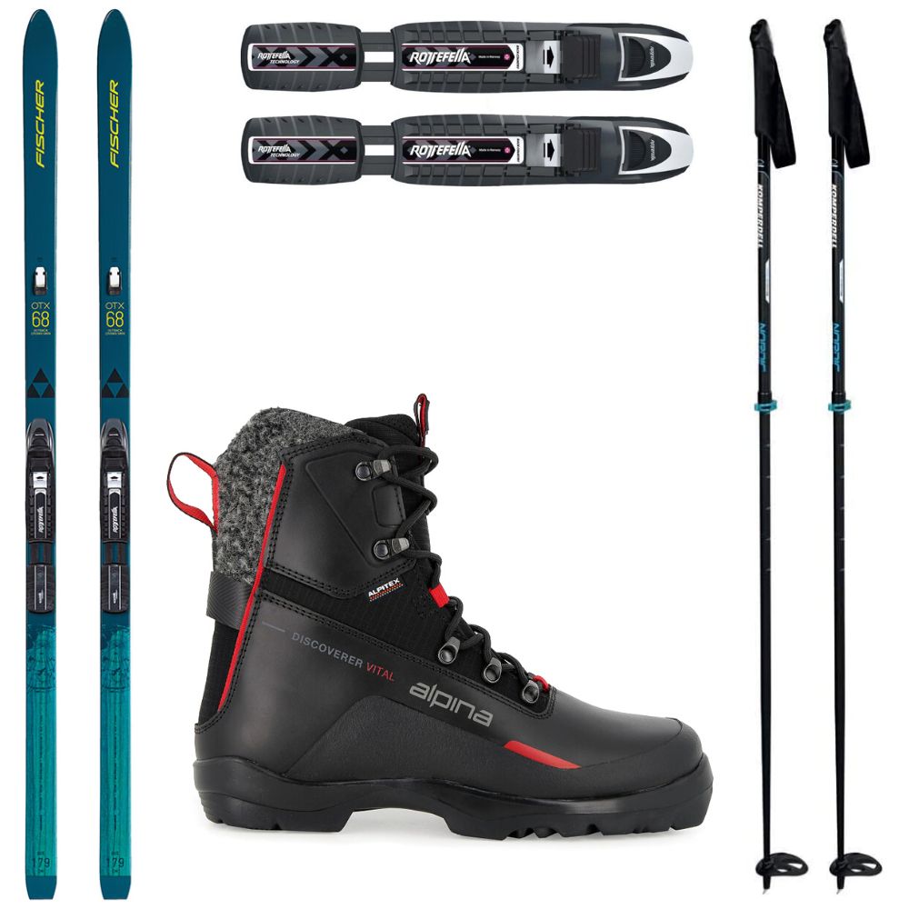 Backcountry set FISCHER Outback 68 Crown/Skin Xtralite s viazaním + obuv Alpina Discoverer + palice - Backcountry sety - 1