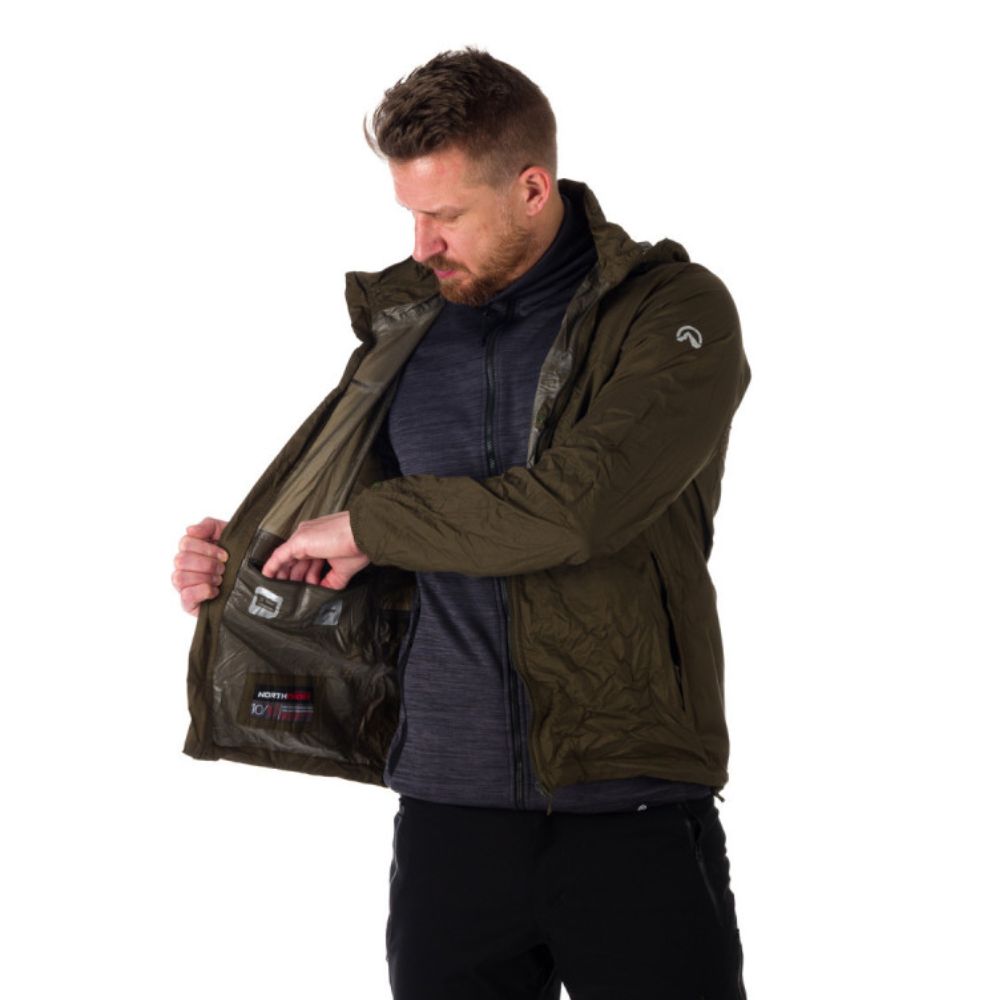 Pánska vodotesná zbaliteľná outdoorová bunda NORTHFINDER Northkit Tmavozelená - Bundy & Vesty - 4