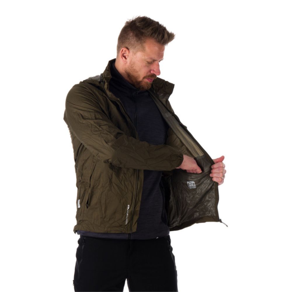 Pánska vodotesná zbaliteľná outdoorová bunda NORTHFINDER Northkit Tmavozelená - Bundy & Vesty - 6