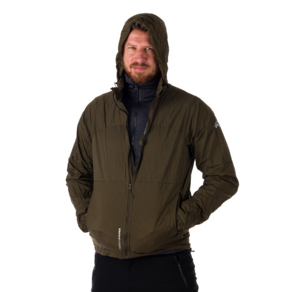 Pánska vodotesná zbaliteľná outdoorová bunda NORTHFINDER Northkit Tmavozelená - Bundy & Vesty - 2