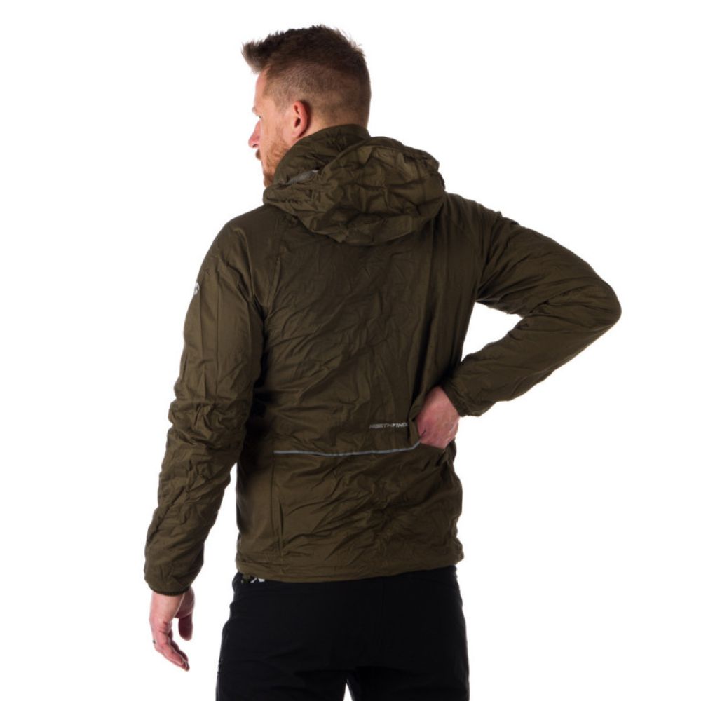 Pánska vodotesná zbaliteľná outdoorová bunda NORTHFINDER Northkit Tmavozelená - Bundy & Vesty - 7