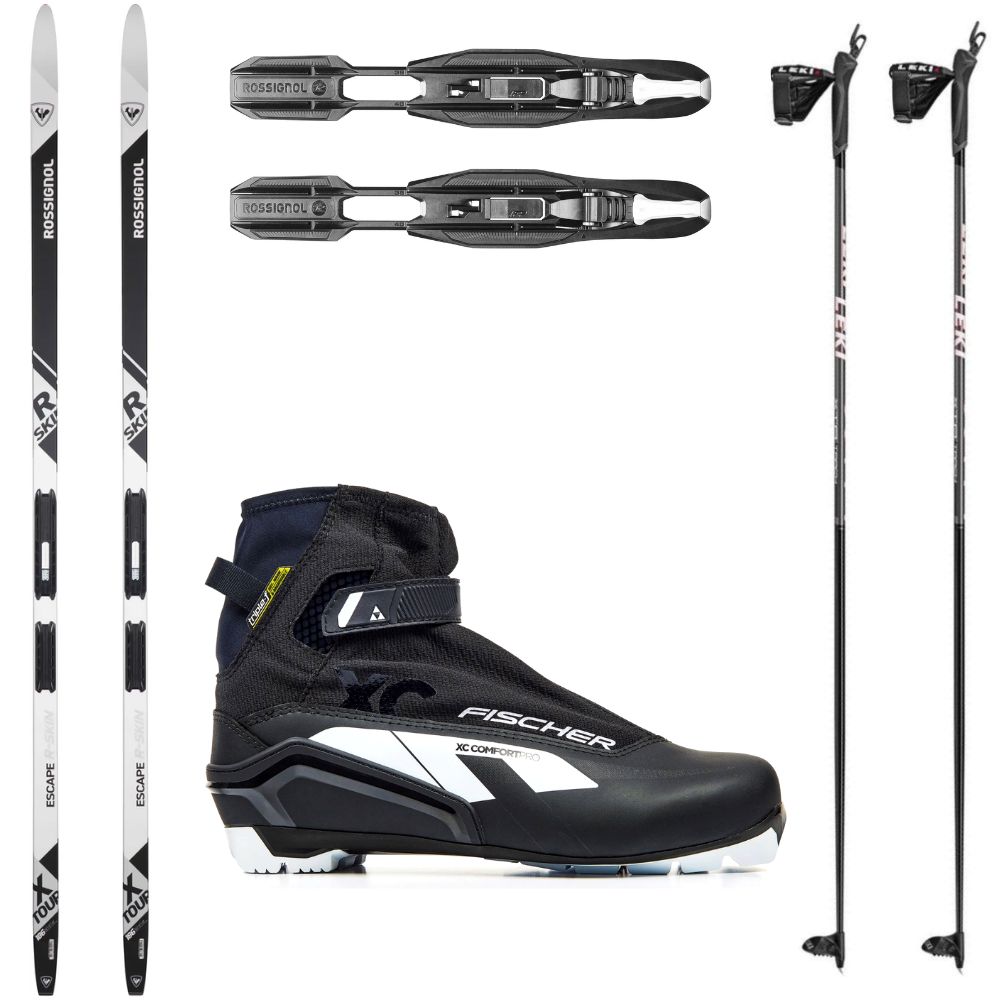Bežkový set ROSSIGNOL X-Tour Escape R-Skin IFP s viazaním + topánky Fischer + palice - Bežkové sety so stúpacím pásom - 1