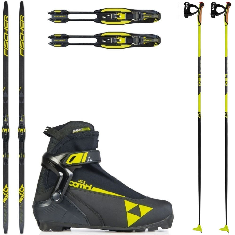 Bežecké lyže FISCHER RCR Skate Stiff s viazaním + topánky RC3 + palice - Pánske sety - 1