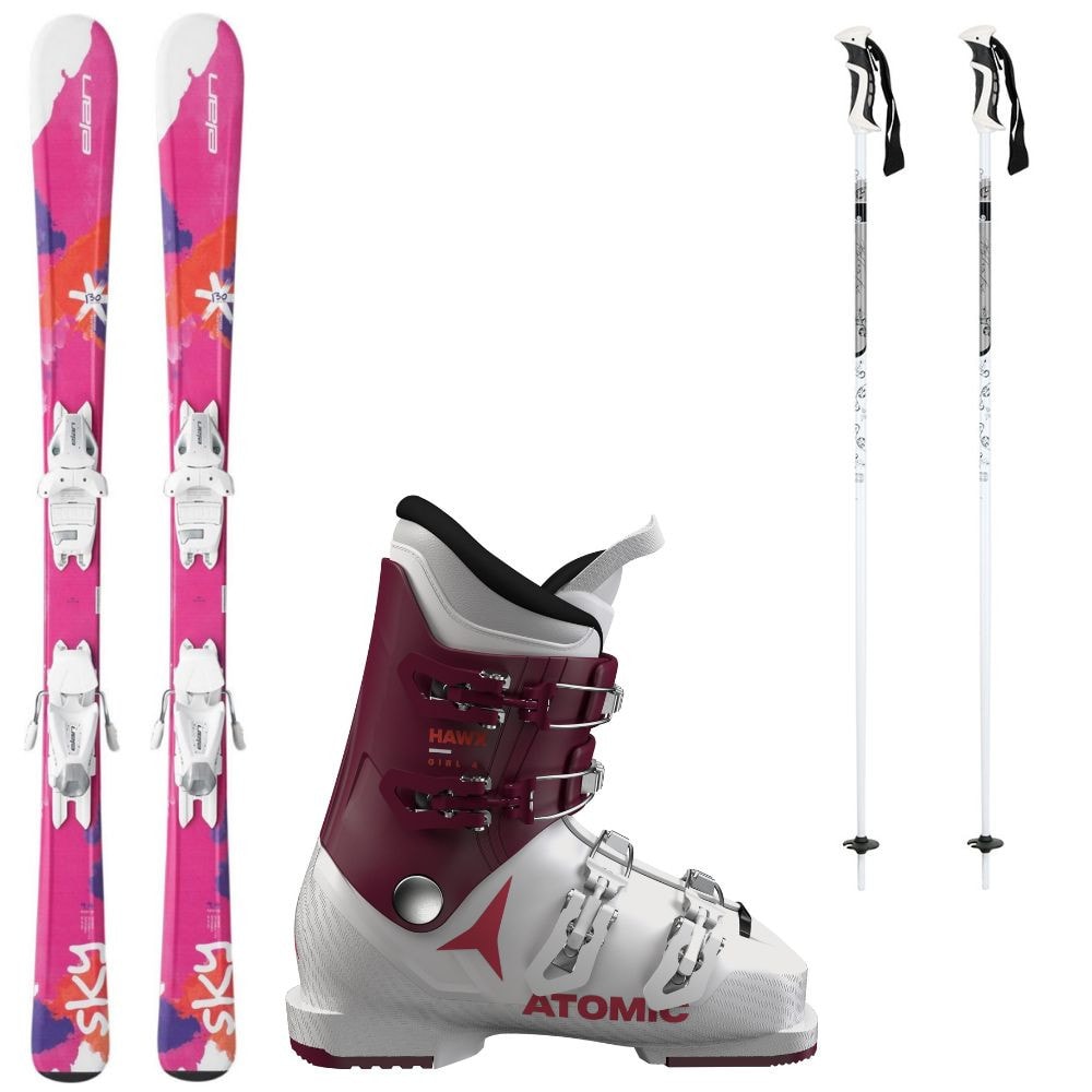 Lyžiarsky set ELAN Sky QS EL 7.5 Pink + lyžiarky ATOMIC Hawx Girl 4 + palice - Detské lyže - 1