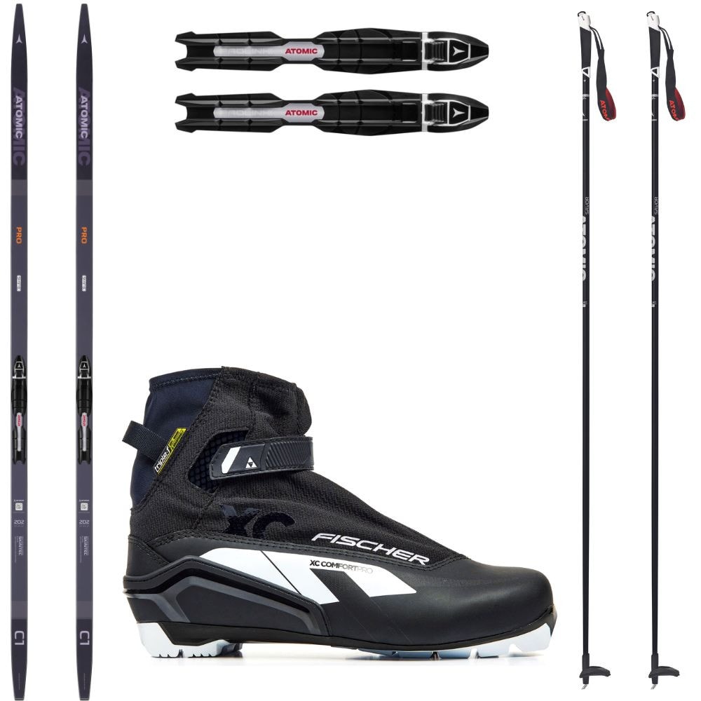 Bežkový set ATOMIC Pro C1 Skintec so stúpacím pásom + obuv Fischer XC Comfort + palice - Dámske sety - 1