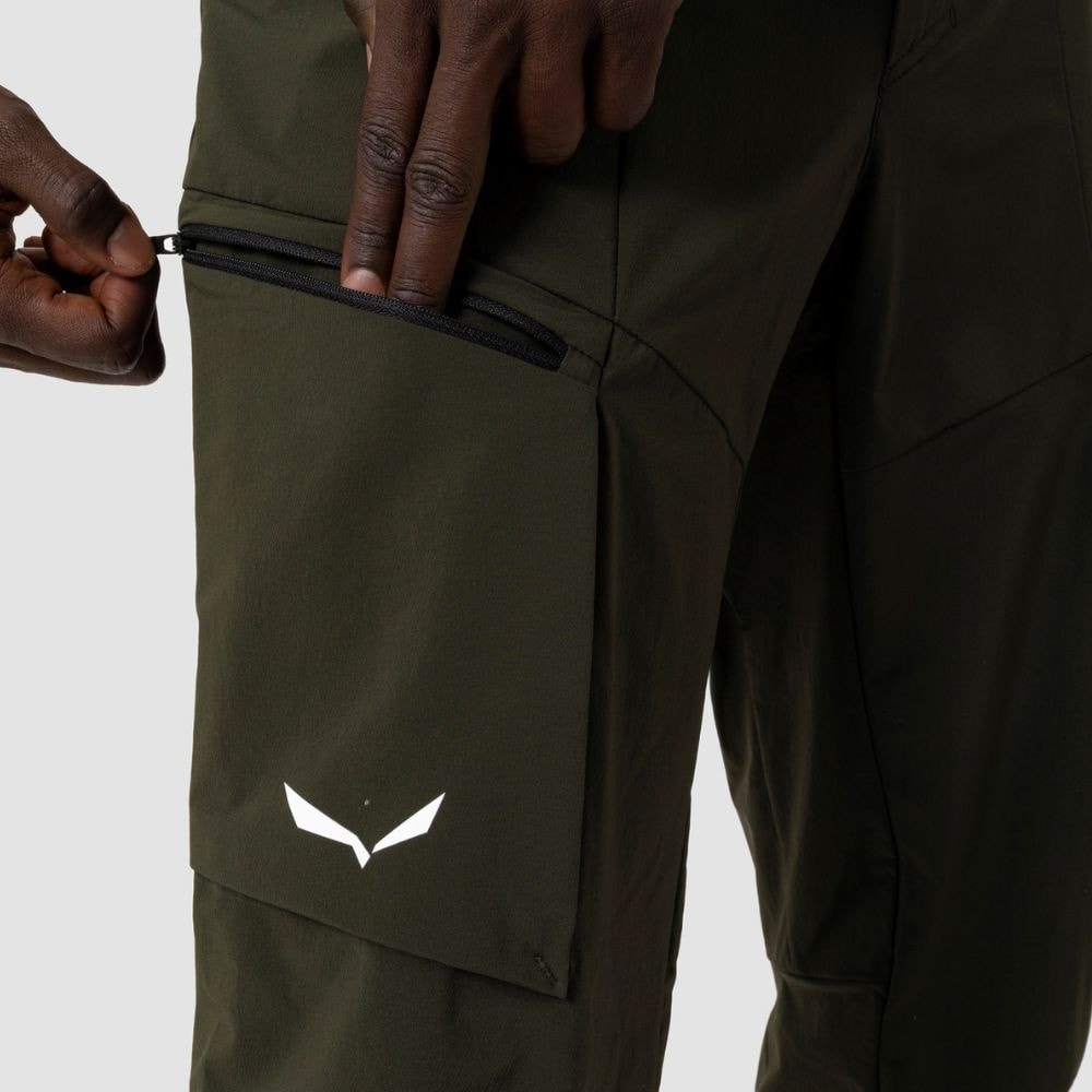 Nohavice SALEWA Puez Durastretch M Cargo Dark Olive - Turistické nohavice - 4