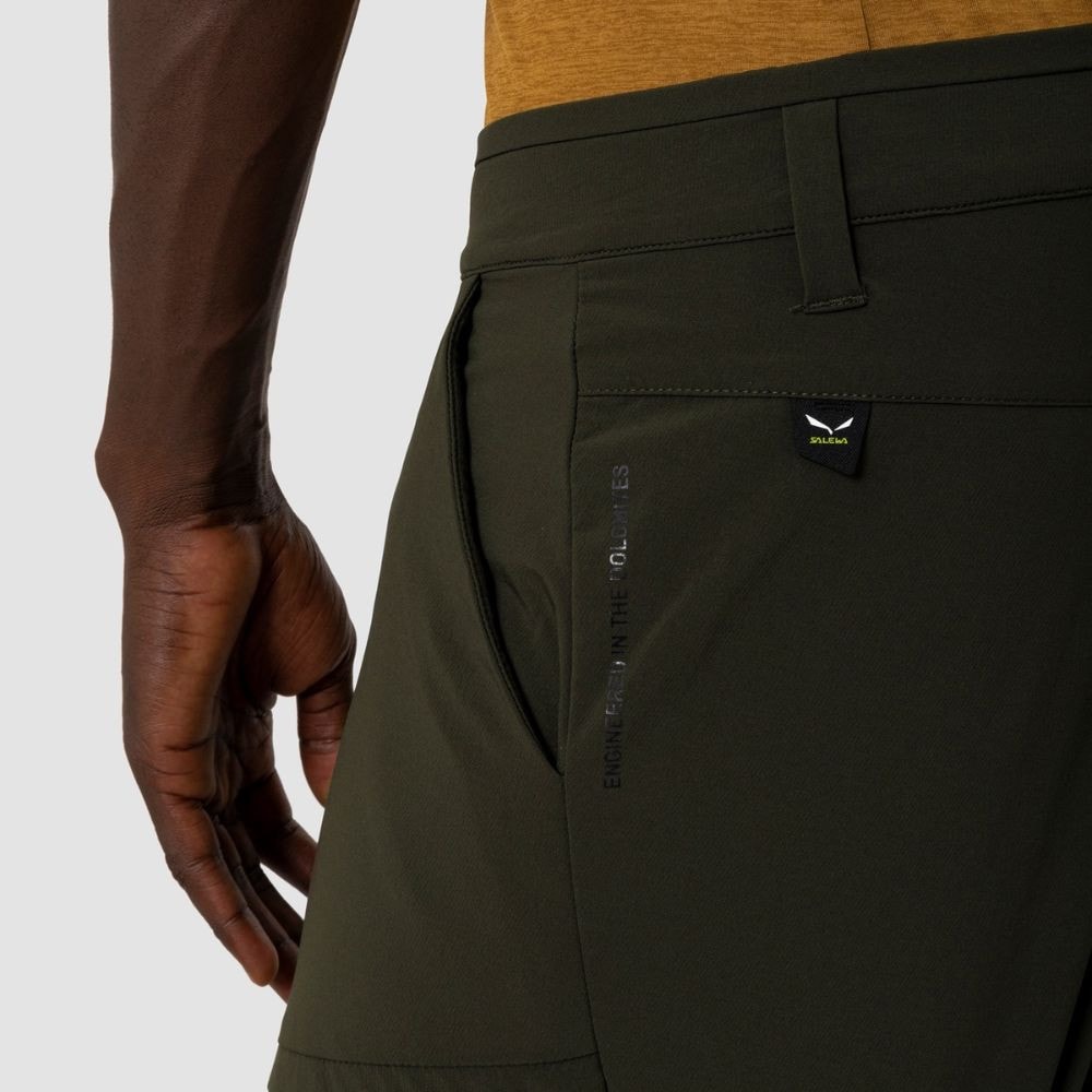 Nohavice SALEWA Puez Durastretch M Cargo Dark Olive - Turistické nohavice - 6