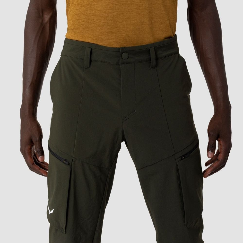 Nohavice SALEWA Puez Durastretch M Cargo Dark Olive - Turistické nohavice - 3