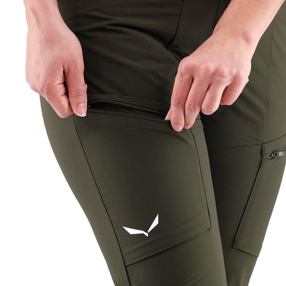 Nohavice SALEWA Puez Durastretch W Cargo Dark Olive - Turistické nohavice - 4