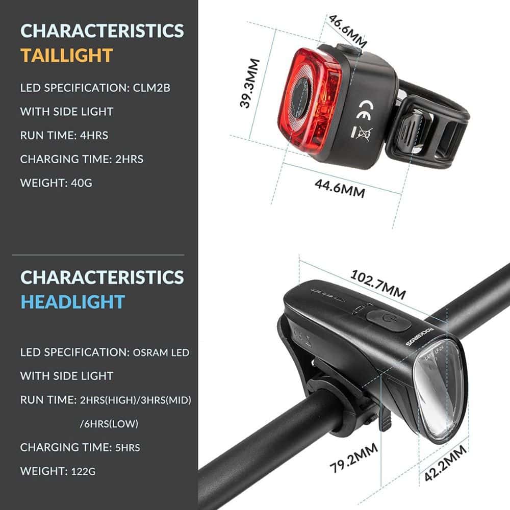 Sada svetiel ROCKBROS LED Bicycle Light Set Chrono IPX5 Waterproof - Svetlá - 3
