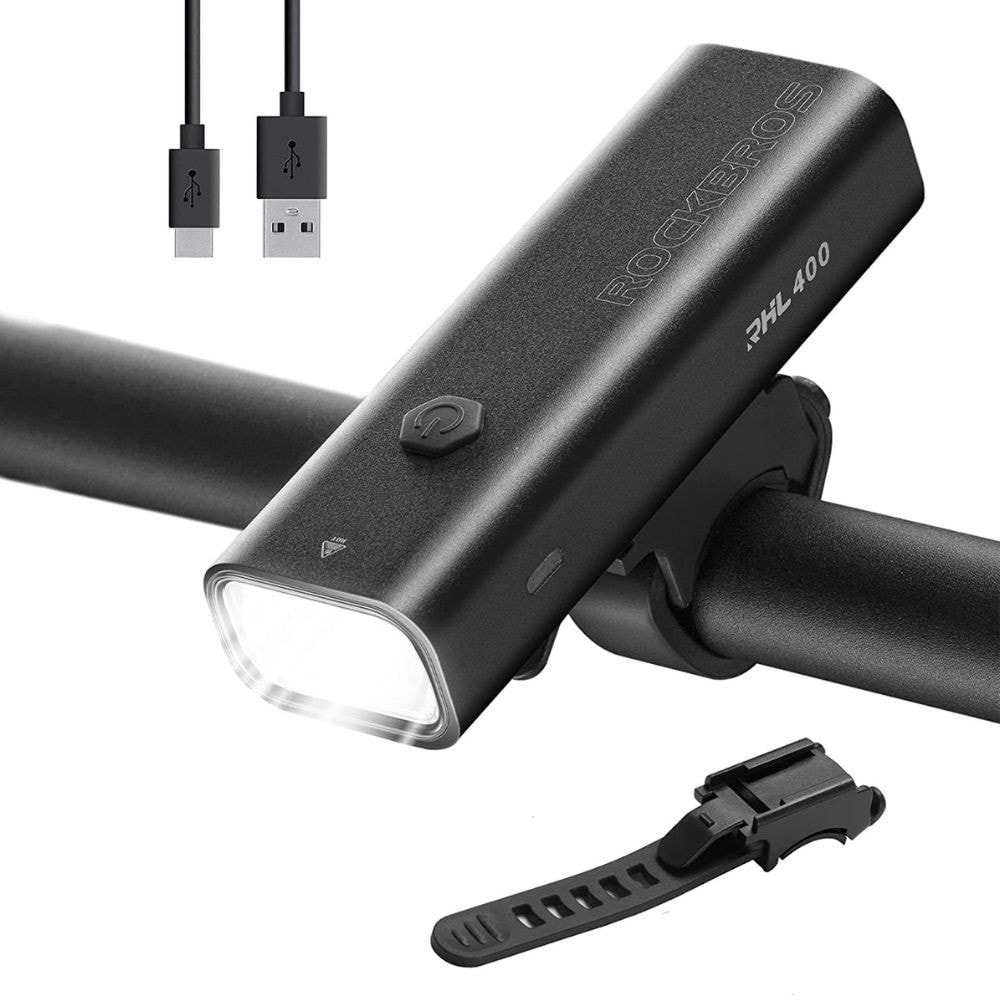 Dobíjacie predné svetlo na bicykel ROCKBROS LED IPX6 Waterproof - 400 Lumenov - Svetlá - 1