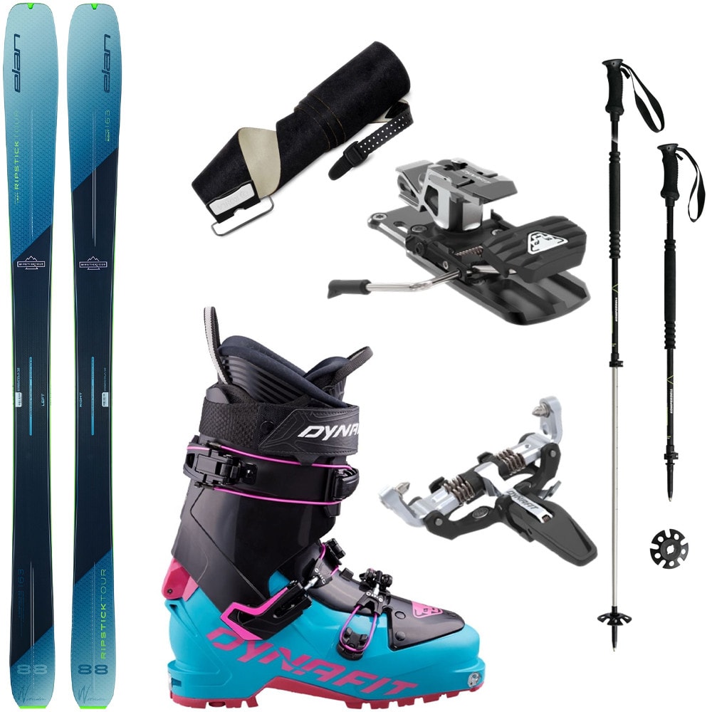 Dámsky skialpový set ELAN Ripstick Tour 88 W s pásmi + viazanie DYNAFIT Superlite 150 + lyžiarky Dynafit + palice - Skialp sety -Dámske - 1