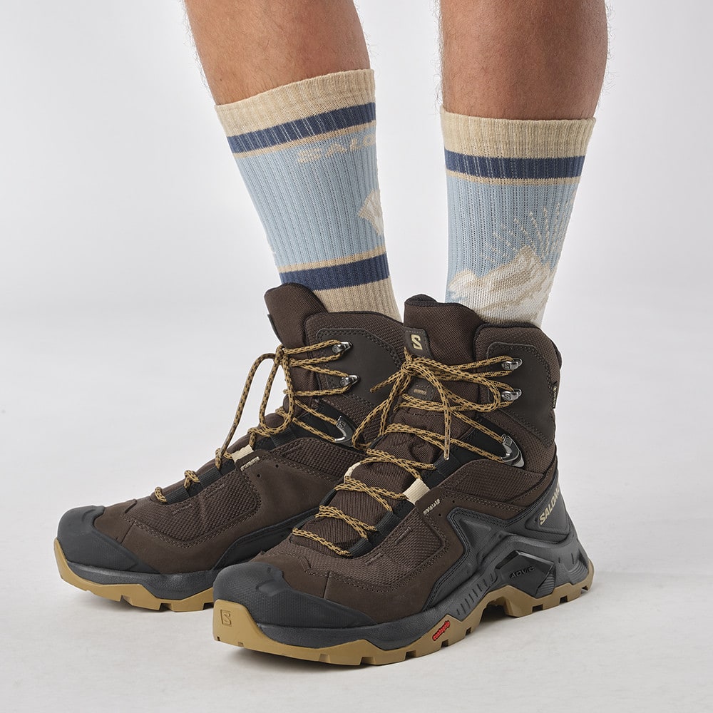 Turistická obuv SALOMON Quest Element GTX Delicioso/Black/Dull Gold - Turistická obuv - 7