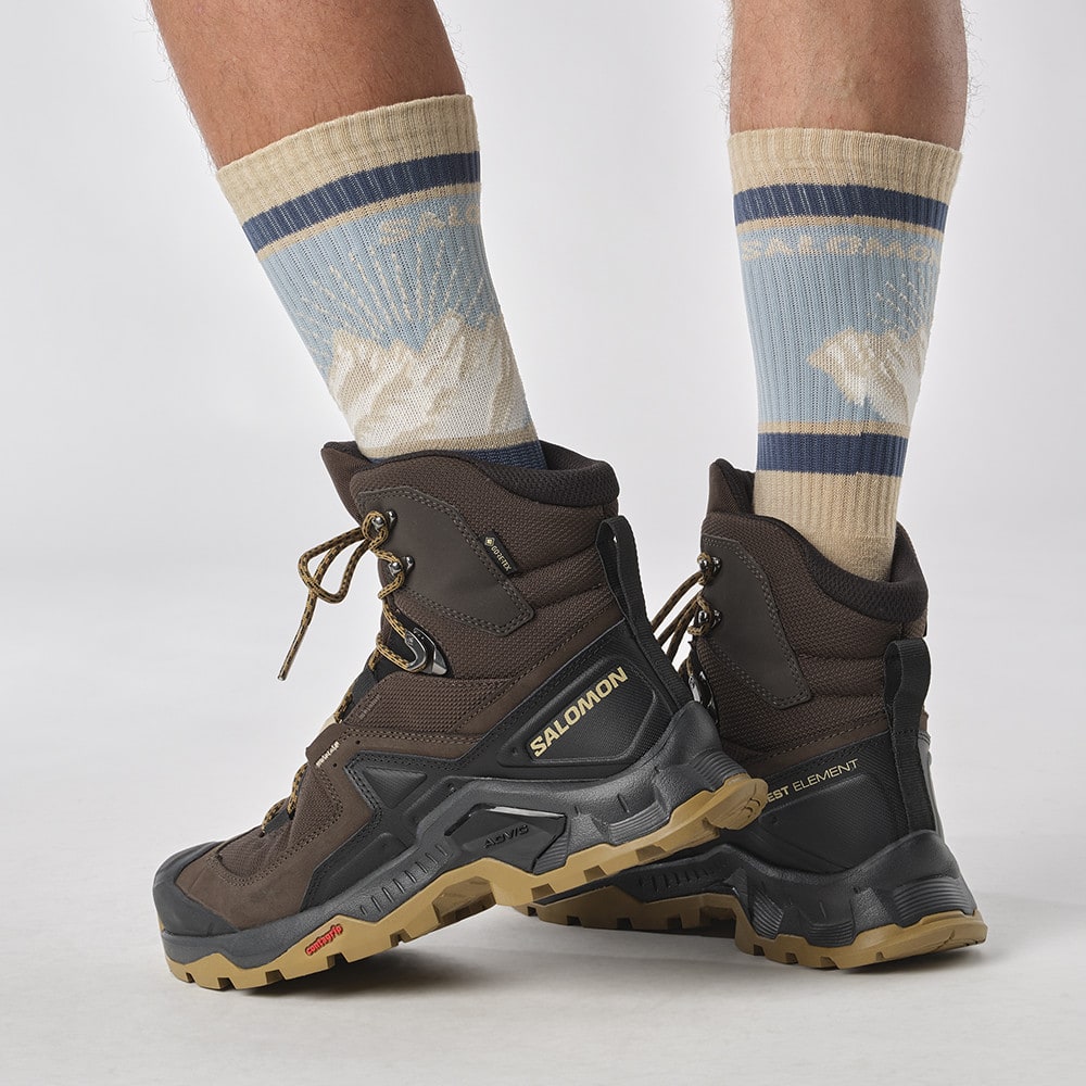 Turistická obuv SALOMON Quest Element GTX Delicioso/Black/Dull Gold - Turistická obuv - 8