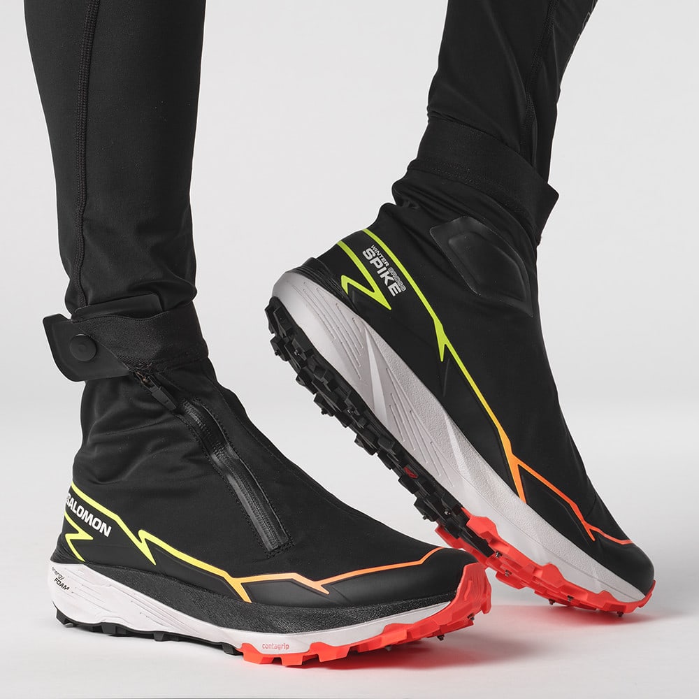 Zimná obuv SALOMON Winter Cross Spike Black/Coral/Yellow - Zimná obuv - 7