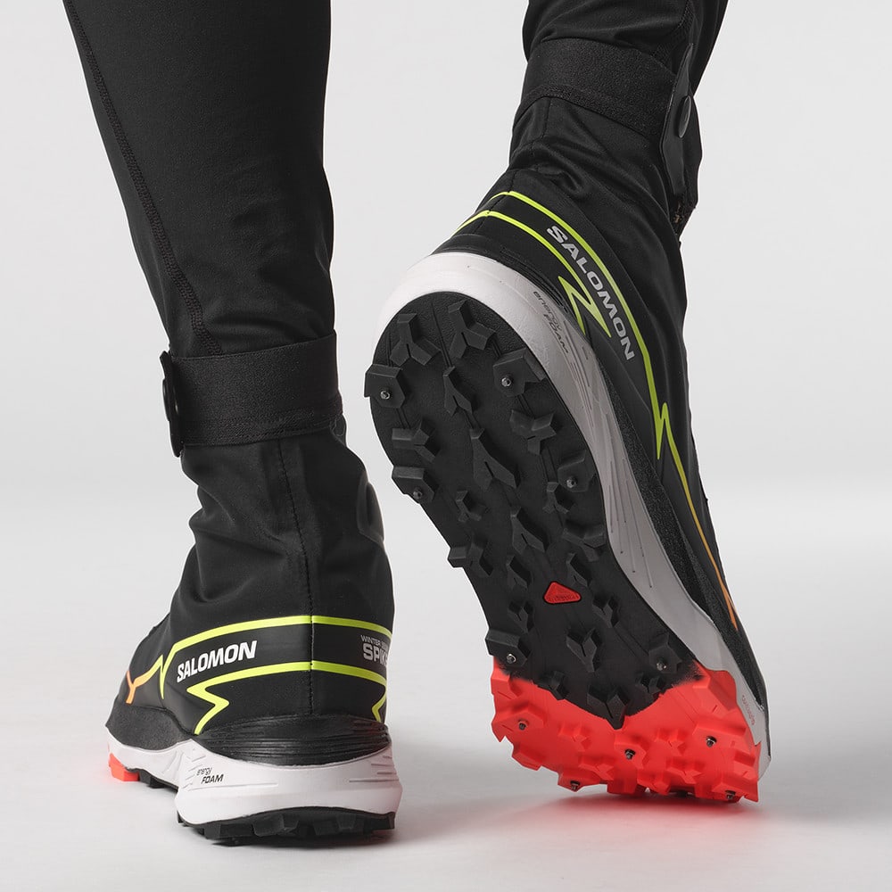 Zimná obuv SALOMON Winter Cross Spike Black/Coral/Yellow - Zimná obuv - 8