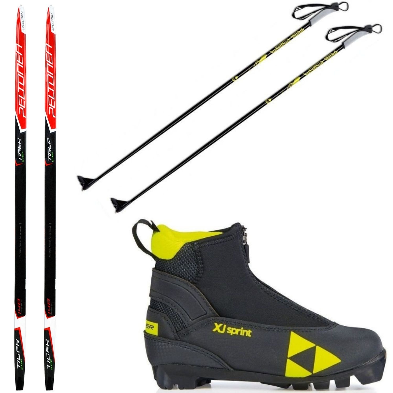Juniorský bežecký set Peltonen Tiger Jr + obuv Fischer + palice - Detské sety - 1