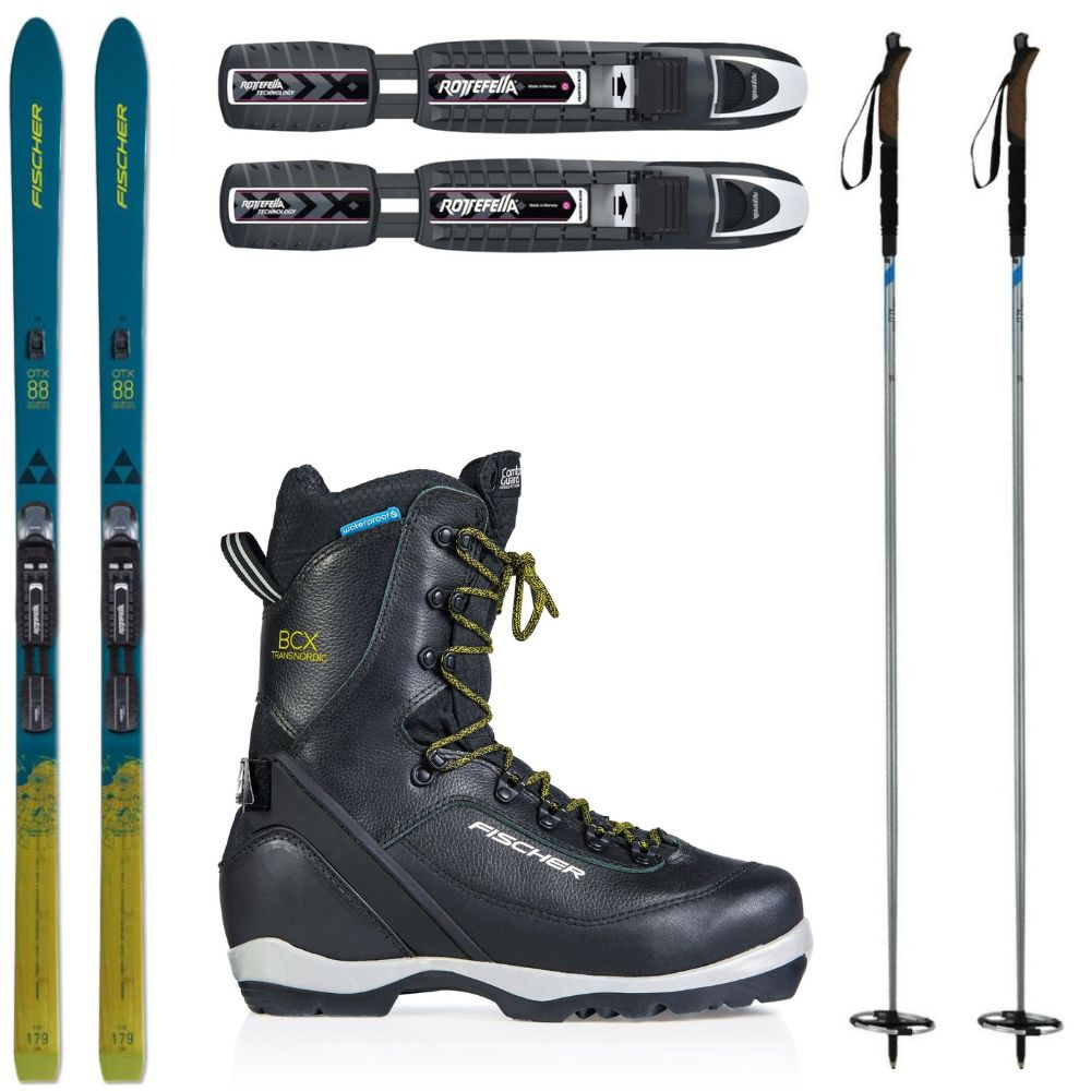Backcountry set FISCHER Excursion 88 Crown/Skin Xtralite s viazaním + obuv Fischer Transnordic + palice - Backcountry sety - 1