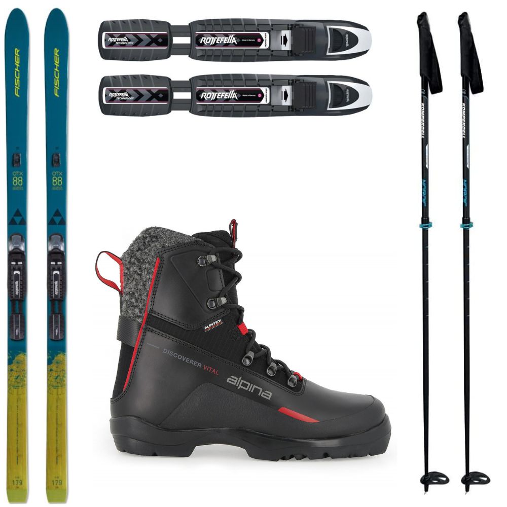 Backcountry set FISCHER Excursion 88 Crown/Skin Xtralite s viazaním + obuv Alpina Discoverer + palice - Backcountry sety - 1