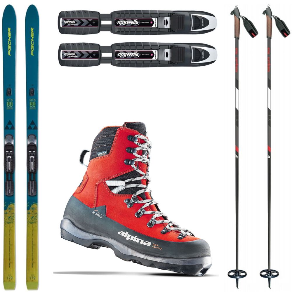 Backcountry set FISCHER Excursion 88 Crown/Skin Xtralite s viazaním + obuv Alpina Alaska + palice - Backcountry sety - 1