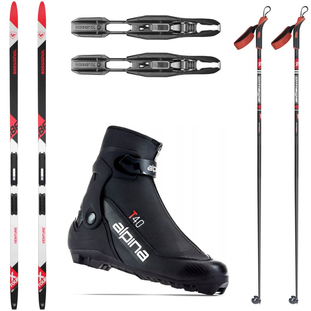 Bežkový set ROSSIGNOL X-Tour Venture Waxless s viazaním + topánky Alpina T40 + palice - Dámske sety - 1