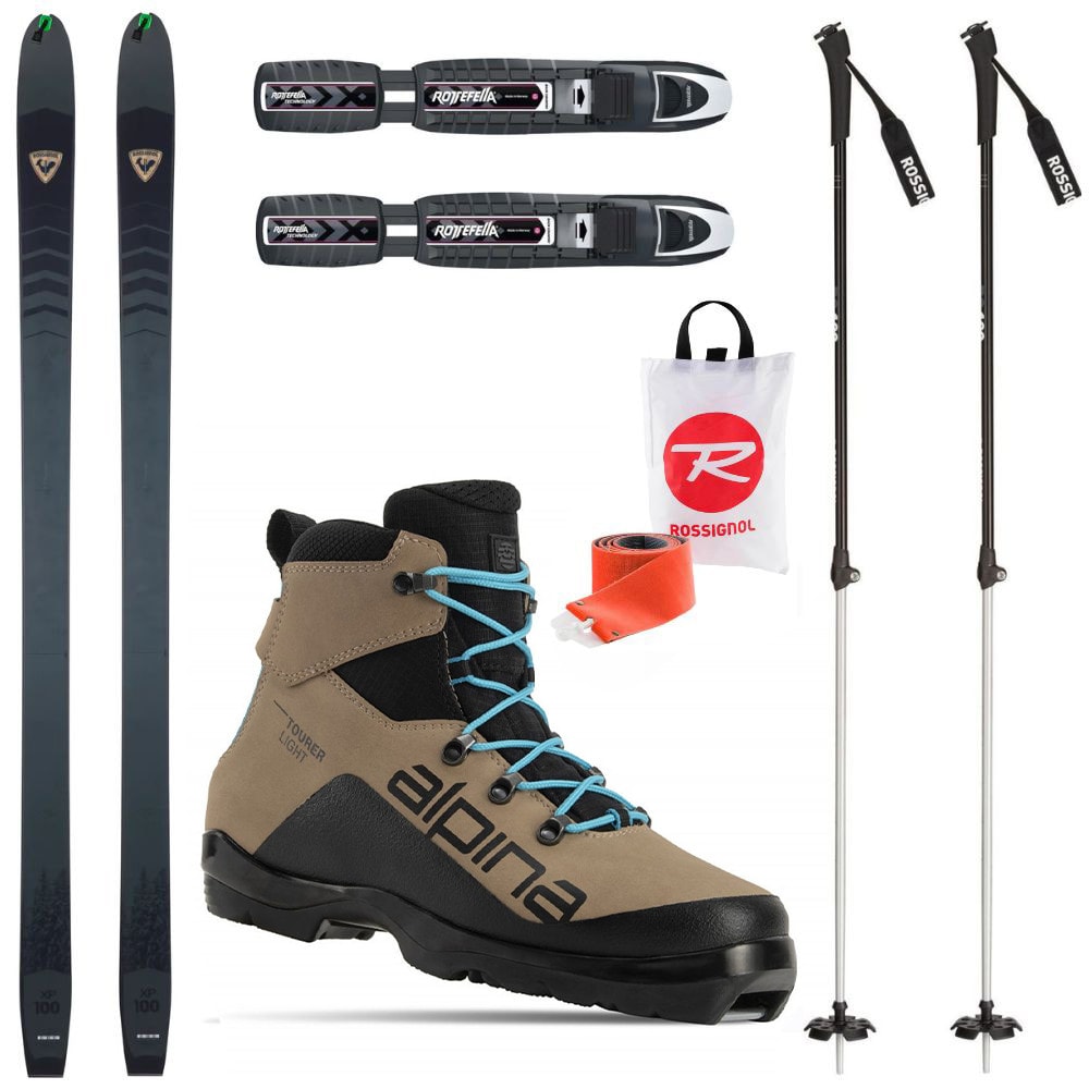 Backcountry set ROSSIGNOL XP 100 Positrack so stúpacími pásmi + viazanie + topánky Alpina Tourer Light + palice - Backcountry sety - 1