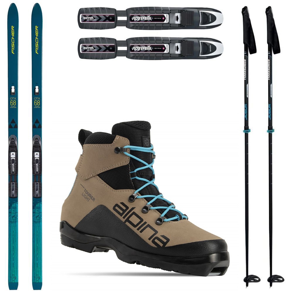 Backcountry set FISCHER Outback 68 Crown/Skin Xtralite s viazaním + obuv Alpina Tourer Light + palice - Backcountry sety - 1