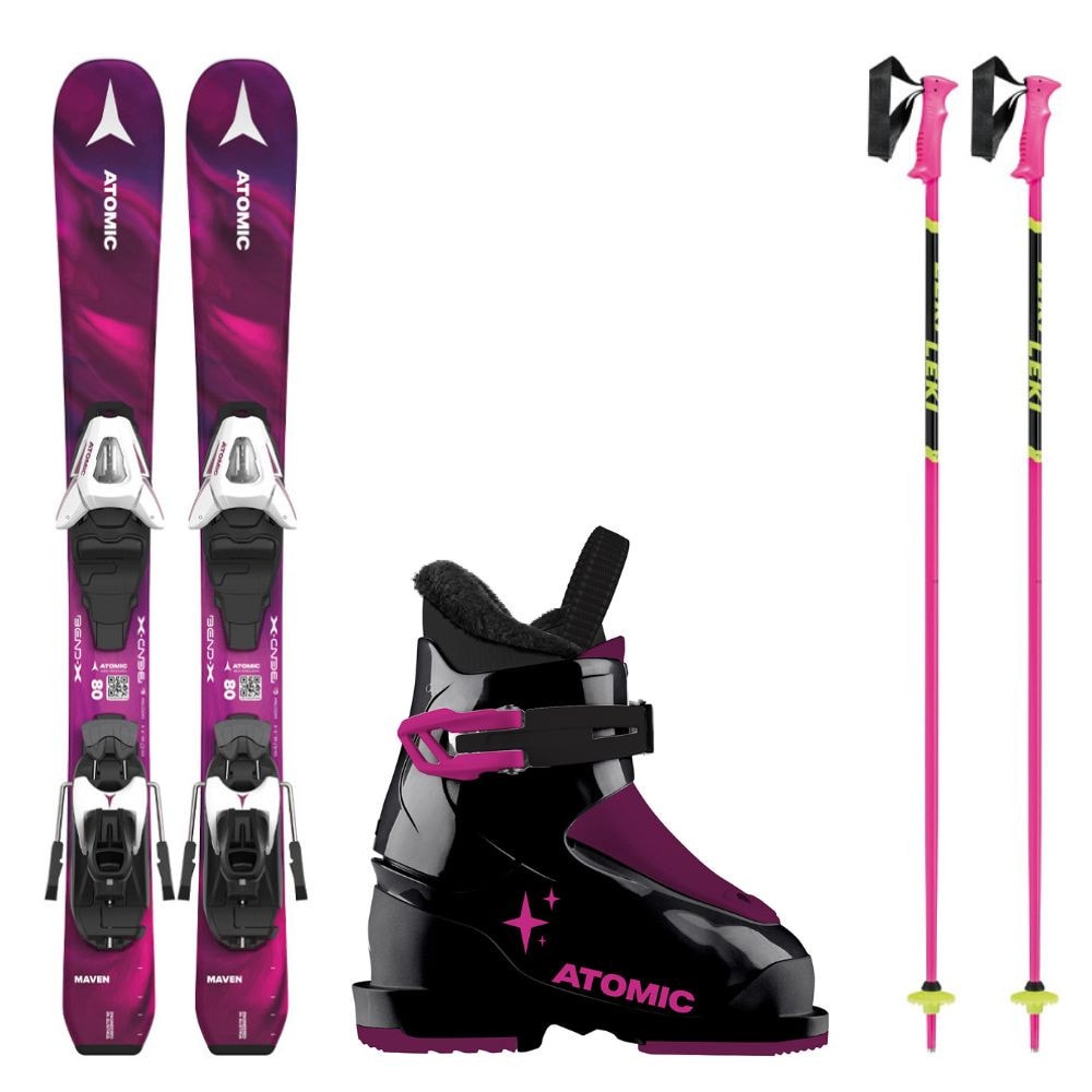Lyžiarsky set ATOMIC Maven Girl 70-90cm + lyžiarky Atomic + palice - Detské lyže - 1