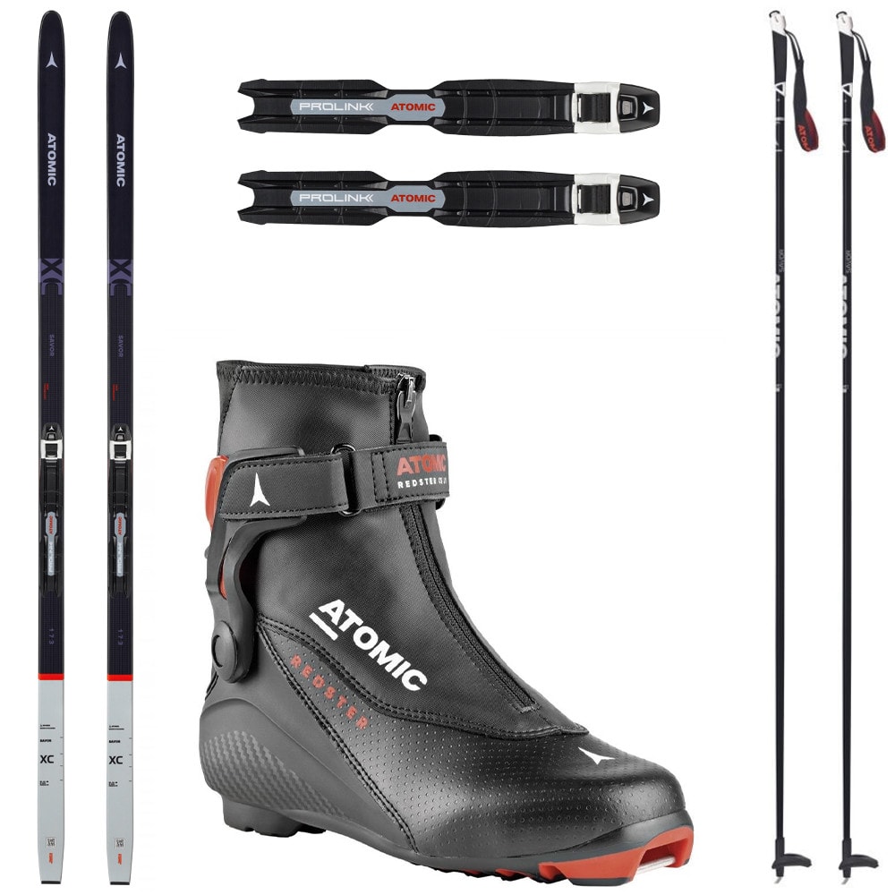 Bežecký set ATOMIC Savor XC Grip s viazaním NNN Automatic + Obuv ATOMIC Redster CS JR + Palice - Dámske sety - 1