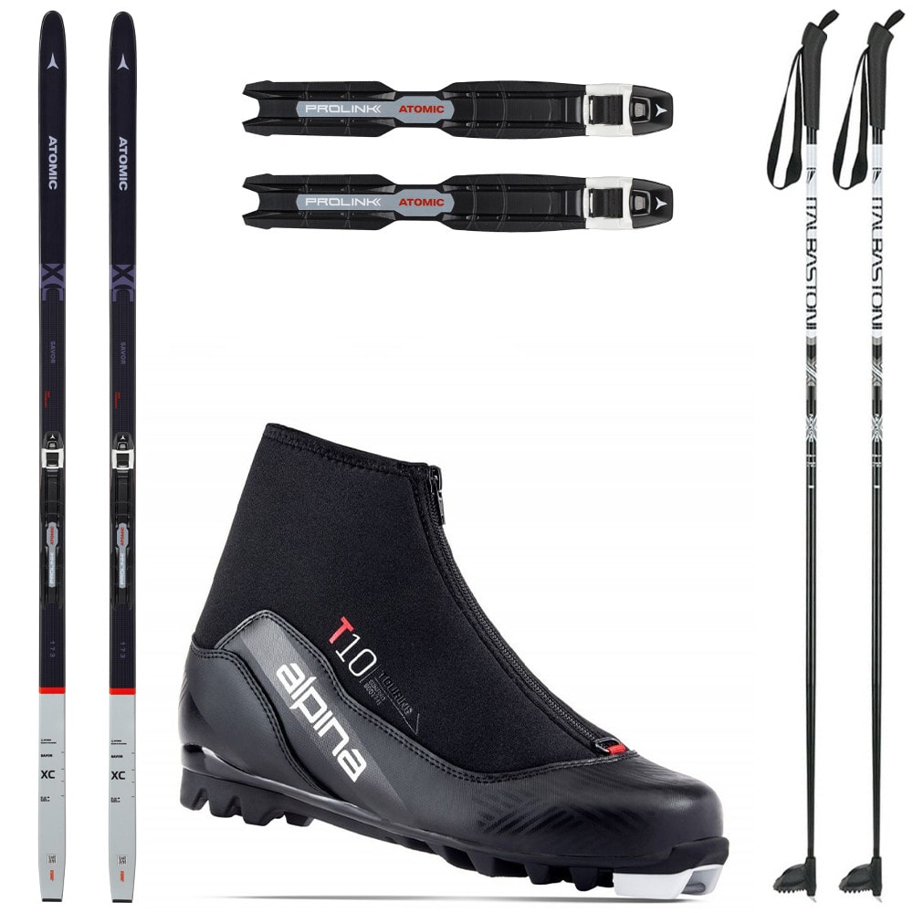 Bežecký set ATOMIC Savor XC Grip s viazaním NNN Automatic + Obuv ALPINA T10 + Palice - Pánske sety - 1