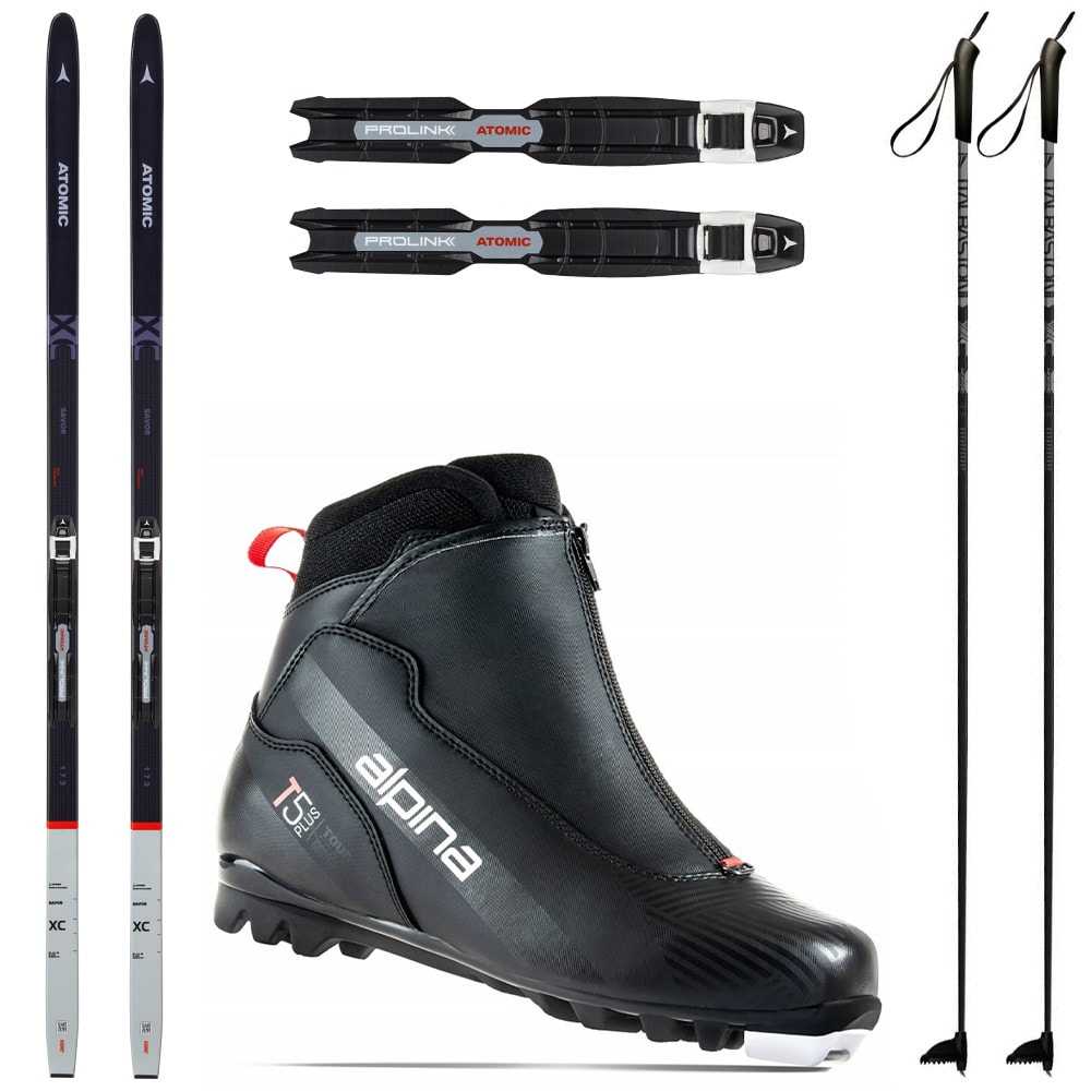 Bežecký set ATOMIC Savor XC Grip s viazaním NNN Automatic + Obuv ALPINA T5 Plus + Palice - Pánske sety - 1