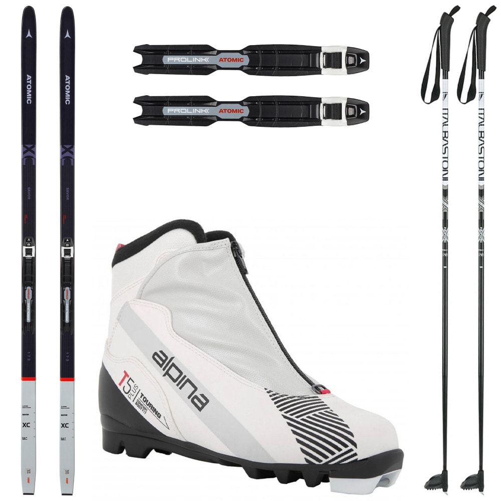 Bežecký set ATOMIC Savor XC Grip s viazaním NNN Automatic + Obuv ALPINA T5 Plus Eve + Palice - Dámske sety - 1