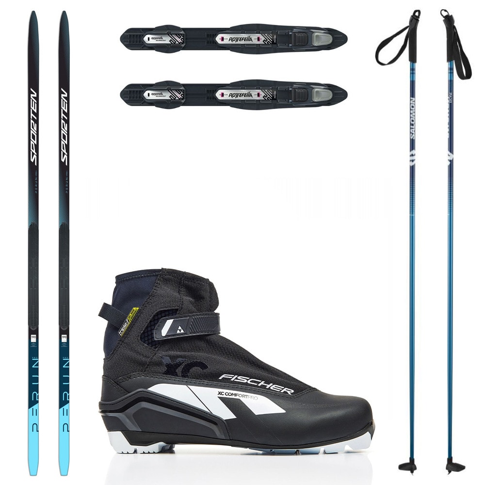 Bežkový set SPORTEN Perun Pro SKIN NIS so stúpacím pásom + viazanie + topánky Fischer XC + palice - Pánske sety - 1